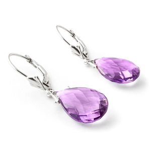 14K. GOLD LEVERBACK EARRING WITH BRIOLETTE AMETHYSTS (White Gold)